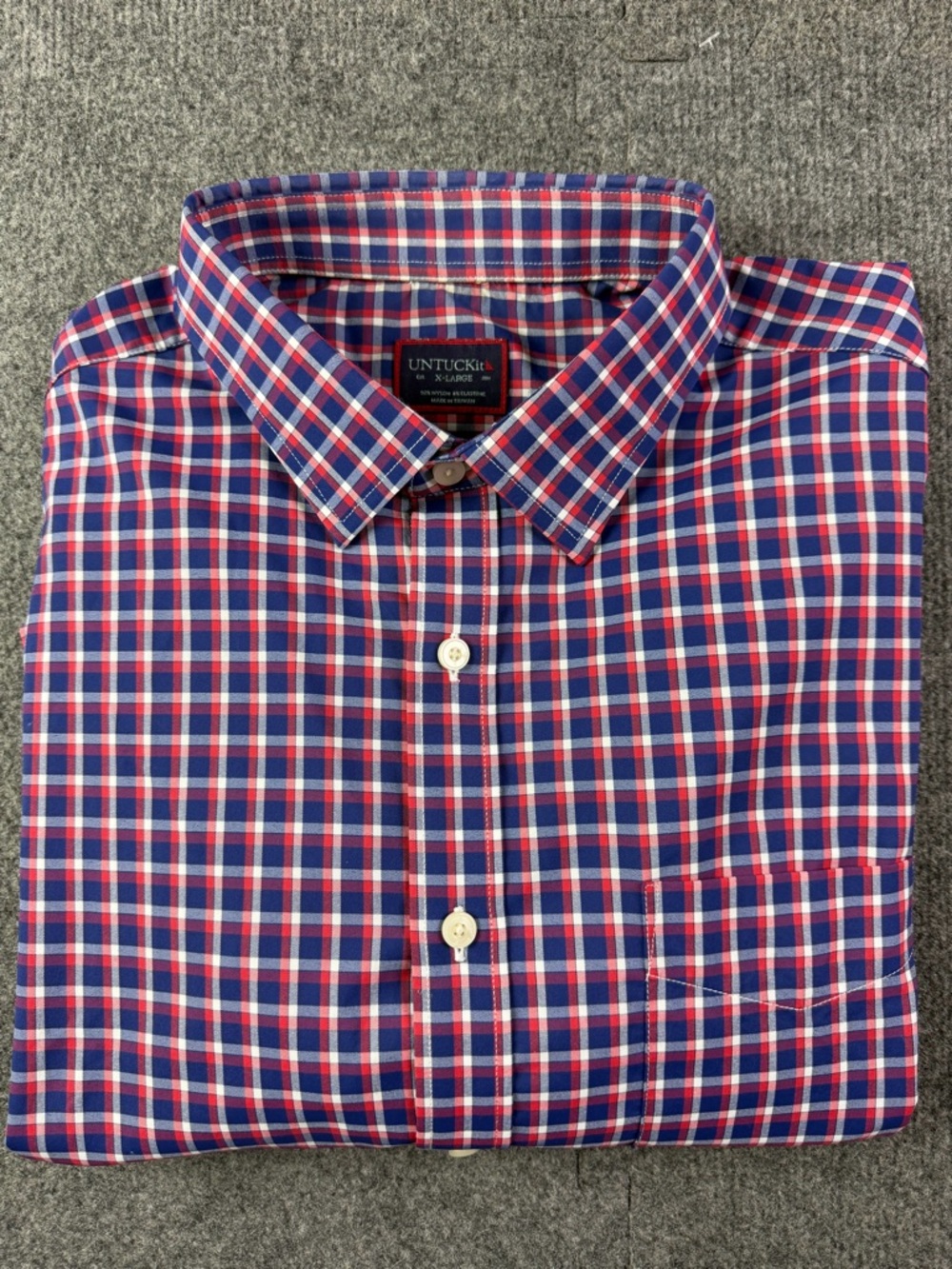 Untuckit Mens Nylon Blend Long Sleeve Button Up Shirt Size XL Blue/Red